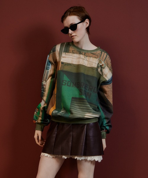 MAISON SPECIAL(メゾンスペシャル)の「Lace-Trim Vegan Leather Tunic/レーストリムヴィーガンレザーチュニック(チュニック・レディース・ブルー/ブラック/ブラウン・FREE)」の9枚目の写真