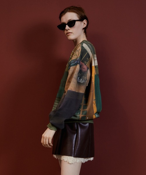 MAISON SPECIAL(メゾンスペシャル)の「Lace-Trim Vegan Leather Tunic/レーストリムヴィーガンレザーチュニック(チュニック・レディース・ブルー/ブラック/ブラウン・FREE)」の10枚目の写真