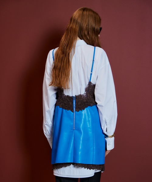 MAISON SPECIAL(メゾンスペシャル)の「Lace-Trim Vegan Leather Tunic/レーストリムヴィーガンレザーチュニック(チュニック・レディース・ブルー/ブラック/ブラウン・FREE)」の14枚目の写真