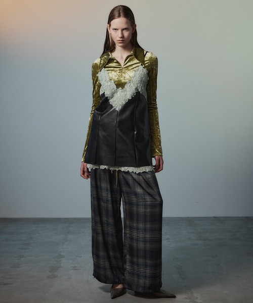 MAISON SPECIAL(メゾンスペシャル)の「Lace-Trim Vegan Leather Tunic/レーストリムヴィーガンレザーチュニック(チュニック・レディース・ブルー/ブラック/ブラウン・FREE)」の15枚目の写真
