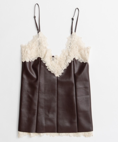 MAISON SPECIAL(メゾンスペシャル)の「Lace-Trim Vegan Leather Tunic/レーストリムヴィーガンレザーチュニック(チュニック・レディース・ブルー/ブラック/ブラウン・FREE)」の19枚目の写真