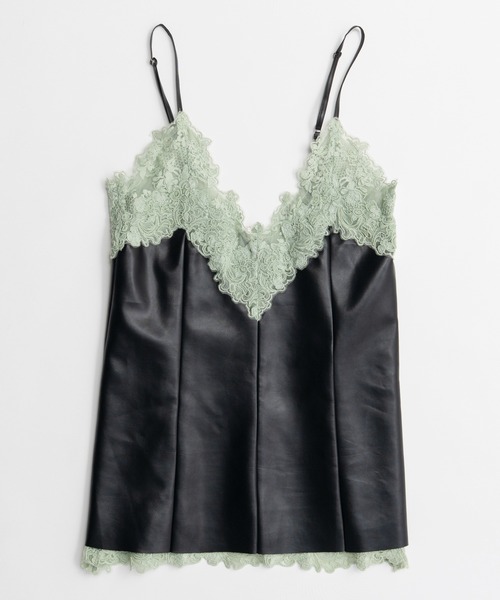 MAISON SPECIAL(メゾンスペシャル)の「Lace-Trim Vegan Leather Tunic/レーストリムヴィーガンレザーチュニック(チュニック・レディース・ブルー/ブラック/ブラウン・FREE)」の20枚目の写真