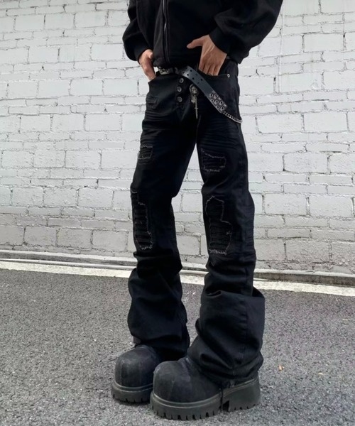 SHIBUYA Zy.(シブヤジー)の「Wasted Time ダメージデニムパンツ(デニムパンツ・メンズ・ブラック・S/M/L)」の3枚目の写真
