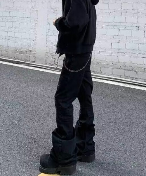 SHIBUYA Zy.(シブヤジー)の「Wasted Time ダメージデニムパンツ(デニムパンツ・メンズ・ブラック・S/M/L)」の4枚目の写真