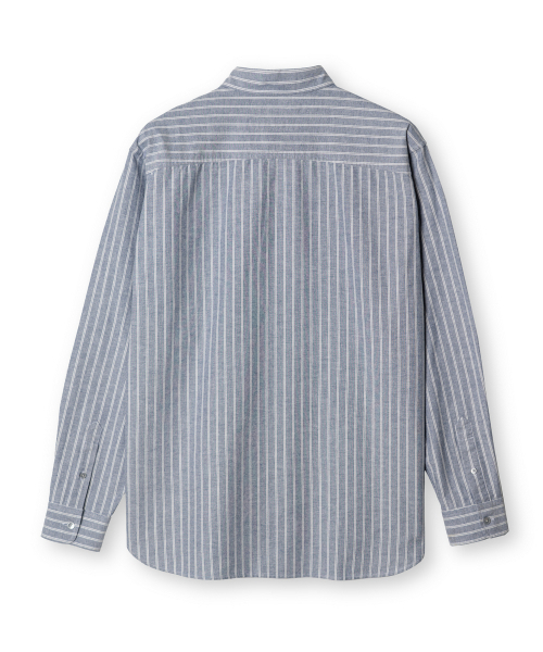 EDINBURGH CLUB（エディンバラクラブ）の「PULLOVER OXFORD STRIPED SHIRT (BLUE)（シャツ/ブラウス・メンズ・ブルー・SMALL/MEDIUM/LARGE）」の2枚目の写真