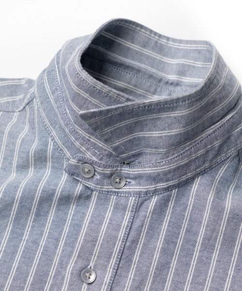 EDINBURGH CLUB（エディンバラクラブ）の「PULLOVER OXFORD STRIPED SHIRT (BLUE)（シャツ/ブラウス・メンズ・ブルー・SMALL/MEDIUM/LARGE）」の4枚目の写真
