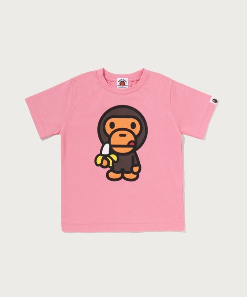 A BATHING APE(アベイシングエイプ)の「BABY MILO BANANA TEE(Tシャツ/カットソー・キッズ・ホワイト/グリーン/ピンク・140/130/110/100/90)」の1枚目の写真