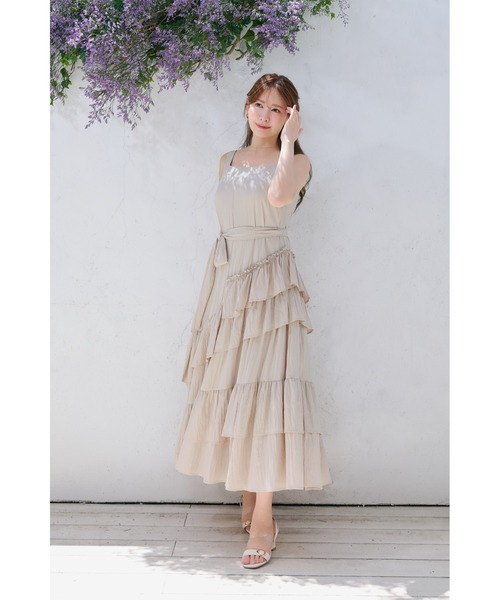 Her lip to（ハーリップトゥー）の「Bellina Ruffled Long Dress（ワンピース・レディース・ローズ/ベージュ系・S/M）」の3枚目の写真