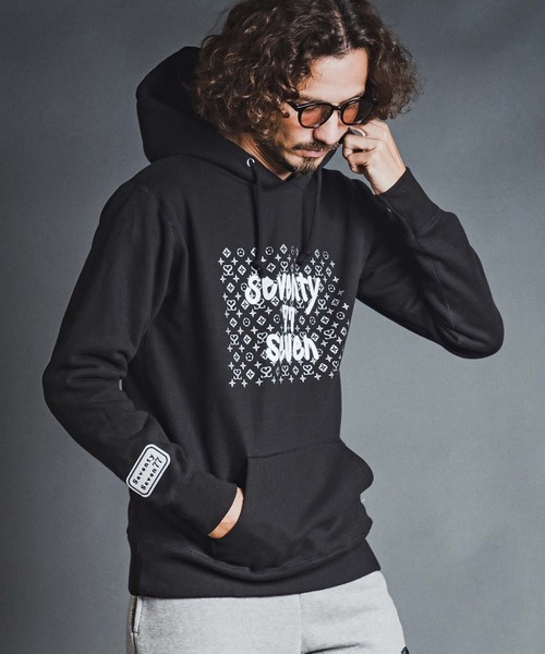 seventy seven(セブンティセブン)の「mpa4179- heavy oz brushed lining hoodie (monogram) パーカー(7726W230)(パーカー・メンズ・ブラック/オフホワイト/トップグレー・S/M/L/XL)」の2枚目の写真