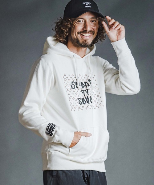 seventy seven(セブンティセブン)の「mpa4179- heavy oz brushed lining hoodie (monogram) パーカー(7726W230)(パーカー・メンズ・ブラック/オフホワイト/トップグレー・S/M/L/XL)」の12枚目の写真