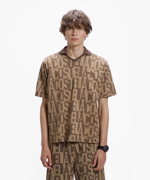 LACOSTE（ラコステ）の「クールマックスプリントスキッパーネックポロシャツ（ポロシャツ・メンズ・チャコール/ブラック/ブラウン/オフホワイト・3/5/4/2）」の4枚目の写真