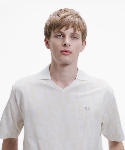 LACOSTE（ラコステ）の「クールマックスプリントスキッパーネックポロシャツ（ポロシャツ・メンズ・チャコール/ブラック/ブラウン/オフホワイト・3/5/4/2）」の7枚目の写真
