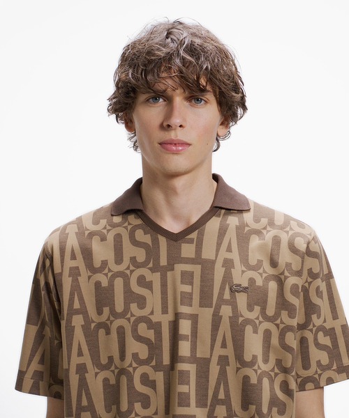 LACOSTE（ラコステ）の「クールマックスプリントスキッパーネックポロシャツ（ポロシャツ・メンズ・チャコール/ブラック/ブラウン/オフホワイト・3/5/4/2）」の11枚目の写真