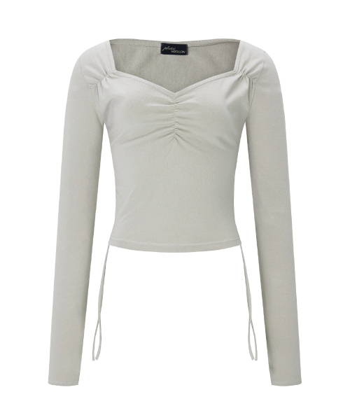 PLEASENOFOLLOW(プリーズノーフォロー)の「Mov Shirring Long Sleeve Top (Ash Grey)(Tシャツ/カットソー・レディース・その他・FREE)」の2枚目の写真
