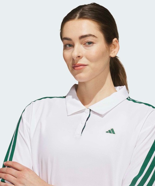 adidas（アディダス）の「クライマクール スリーストライプス 長袖ポロシャツ【adidas Golf/アディダスゴルフ】（ポロシャツ・レディース・ホワイト・MEDIUM/X-SMALL/X-LARGE/SMALL/LARGE/XX-LARGE）」の3枚目の写真
