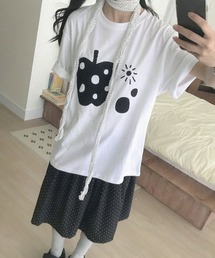 韓国風 アップル柄 半袖Tシャツ