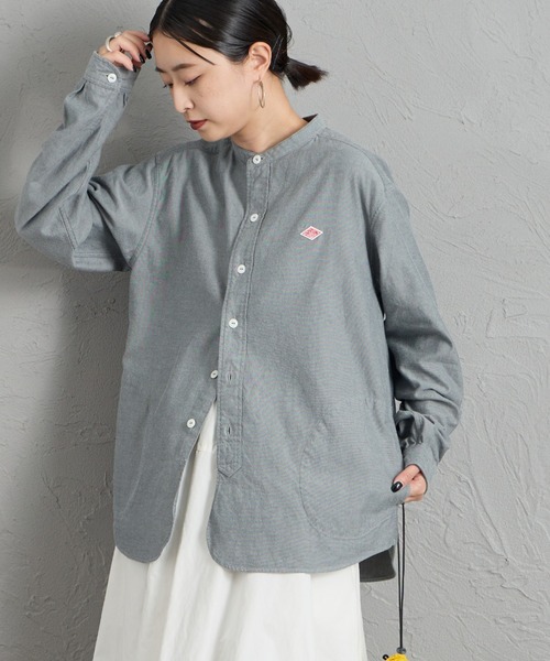 DANTON（ダントン）の「[DANTON/ダントン] コットンフランネル バンドカラーシャツ（シャツ/ブラウス・レディース・グレー/オリーブ・38/36）」の2枚目の写真