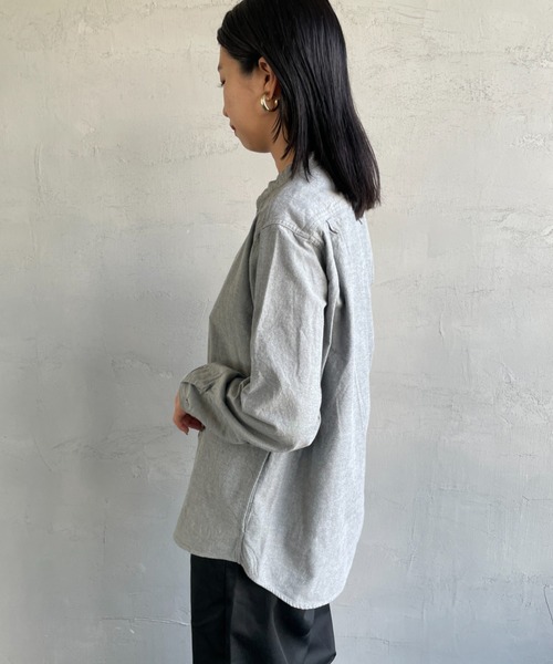 DANTON（ダントン）の「[DANTON/ダントン] コットンフランネル バンドカラーシャツ（シャツ/ブラウス・レディース・グレー/オリーブ・38/36）」の7枚目の写真