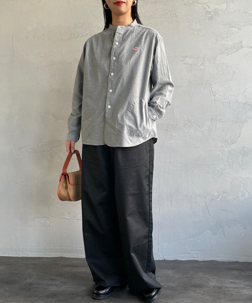 DANTON（ダントン）の「[DANTON/ダントン] コットンフランネル バンドカラーシャツ（シャツ/ブラウス・レディース・グレー/オリーブ・38/36）」の3枚目の写真