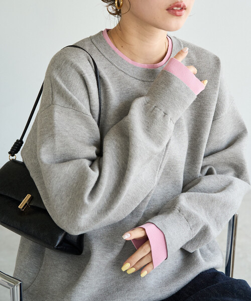 FREAK'S STORE(フリークスストア)の「\累計31,500枚突破/限定展開 接結 配色 カラー ニット プルオーバー(Tシャツ/カットソー・レディース・ライトグレー/ナチュラル/チャコール/ブラック/ブラウン/グレー/ネイビー・フリ-)」の8枚目の写真