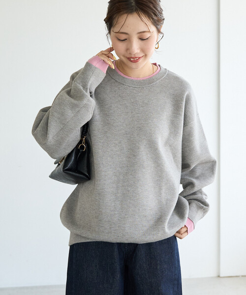 FREAK'S STORE(フリークスストア)の「\累計31,500枚突破/限定展開 接結 配色 カラー ニット プルオーバー(Tシャツ/カットソー・レディース・ライトグレー/ナチュラル/チャコール/ブラック/ブラウン/グレー/ネイビー・フリ-)」の9枚目の写真