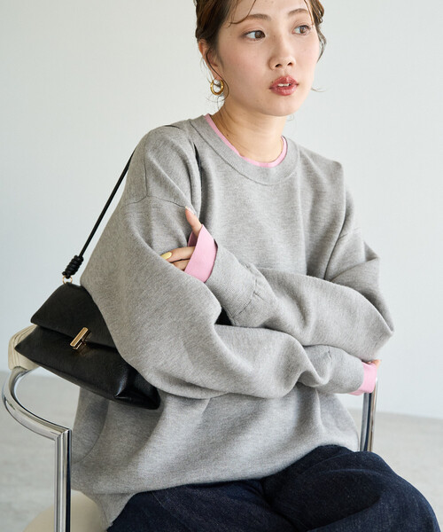 FREAK'S STORE(フリークスストア)の「\累計31,500枚突破/限定展開 接結 配色 カラー ニット プルオーバー(Tシャツ/カットソー・レディース・ライトグレー/ナチュラル/チャコール/ブラック/ブラウン/グレー/ネイビー・フリ-)」の12枚目の写真