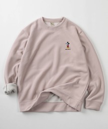 【71】【Disney/ディズニー】【セットアップ可能】ミッキーマウス/目隠しミッキー ワンポイント刺繍 表ワッフル裏フリース ボンディングスウェット/トレーナー/プルオーバー/ユニセックス/レディース/メンズ