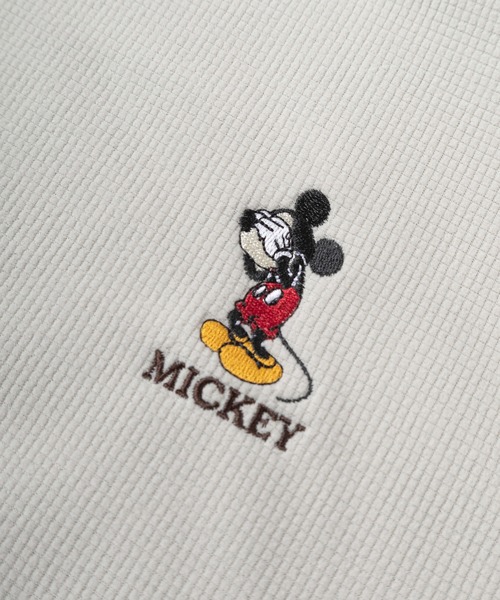 Disney（ディズニー）の「【71】【Disney/ディズニー】【セットアップ可能】ミッキーマウス/目隠しミッキー ワンポイント刺繍 表ワッフル裏フリース ボンディングスウェット/トレーナー/プルオーバー/ユニセックス/レディース/メンズ（スウェット・レディース・ブラック/ピンク/ブルー/ホワイト・L/XL/M）」の5枚目の写真