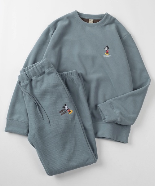Disney（ディズニー）の「【71】【Disney/ディズニー】【セットアップ可能】ミッキーマウス/目隠しミッキー ワンポイント刺繍 表ワッフル裏フリース ボンディングスウェット/トレーナー/プルオーバー/ユニセックス/レディース/メンズ（スウェット・レディース・ブラック/ピンク/ブルー/ホワイト・L/XL/M）」の19枚目の写真