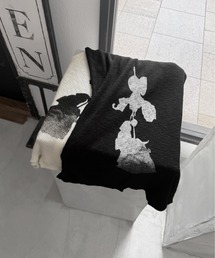 【jiasecond.】バラシルエット半袖トップス / トップス 半袖 リブ バラ プリント コンパクト ブラック アイボリー ZOZOTOWN限定