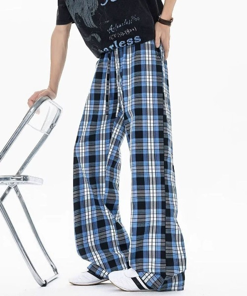 DOUBLE STEAL（ダブルスティール）の「DSチェックワイドイージーパンツ（その他パンツ・メンズ・ブルー・MEDIUM/LARGE/X-LARGE）」の3枚目の写真
