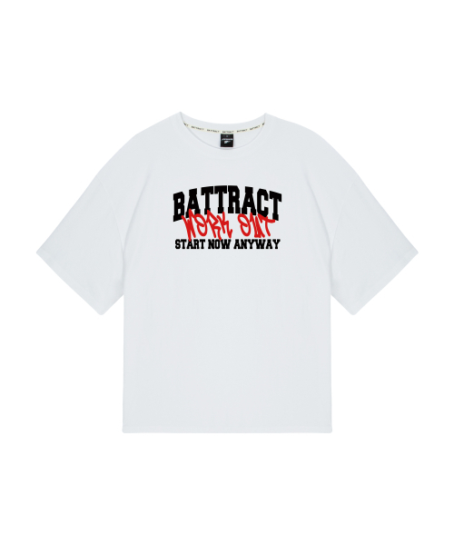 BATTRACT（バトラクト）の「ワークアウトグラフィティオーバーサイズ半袖Tシャツ[ホワイト]（Tシャツ/カットソー・メンズ・ホワイト・1/2）」の3枚目の写真
