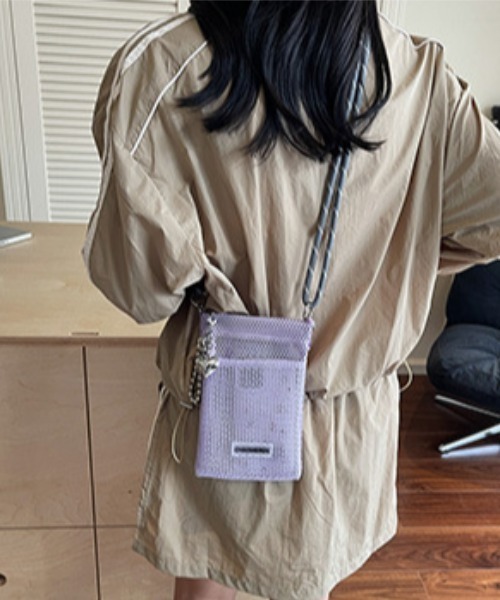 tolene(トレネ)の「メッシュ スクエア スマホバッグ ポケット付き ミニバッグ ショルダーバッグ(ショルダーバッグ・レディース・パープル/ホワイト/ブラック・FREE)」の18枚目の写真