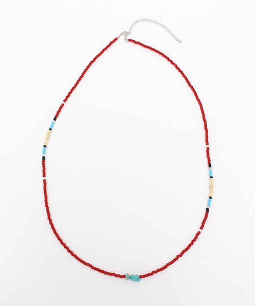 RAGEBLUE（レイジブルー）の「配色ビーズネックレス/715698（ネックレス・メンズ・レッド/ライトブルー/ブラック・FREE）」の3枚目の写真