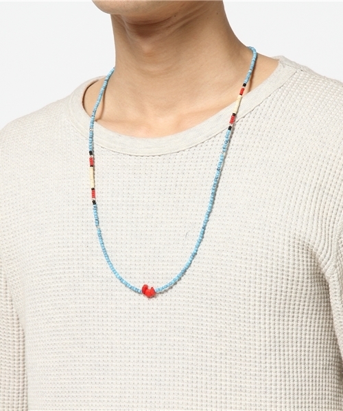 RAGEBLUE（レイジブルー）の「配色ビーズネックレス/715698（ネックレス・メンズ・レッド/ライトブルー/ブラック・FREE）」の7枚目の写真