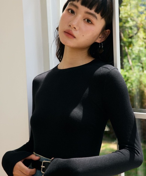 JOCOSA(ジョコサ)の「メリノウール配合 なめらか トップス(Tシャツ/カットソー・レディース・グレー/ダークグレー/ベージュ/ブラウン/ブルー/ホワイト/ブラック・M/L)」の8枚目の写真