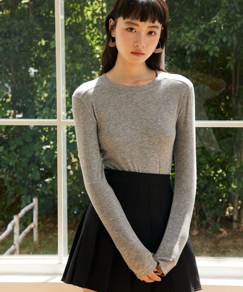 JOCOSA(ジョコサ)の「メリノウール配合 なめらか トップス(Tシャツ/カットソー・レディース・グレー/ダークグレー/ベージュ/ブラウン/ブルー/ホワイト/ブラック・M/L)」の10枚目の写真