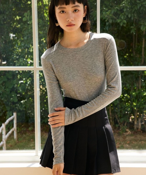 JOCOSA(ジョコサ)の「メリノウール配合 なめらか トップス(Tシャツ/カットソー・レディース・グレー/ダークグレー/ベージュ/ブラウン/ブルー/ホワイト/ブラック・M/L)」の11枚目の写真