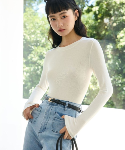 JOCOSA(ジョコサ)の「メリノウール配合 なめらか トップス(Tシャツ/カットソー・レディース・グレー/ダークグレー/ベージュ/ブラウン/ブルー/ホワイト/ブラック・M/L)」の15枚目の写真