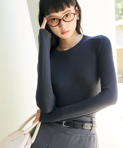 JOCOSA(ジョコサ)の「メリノウール配合 なめらか トップス(Tシャツ/カットソー・レディース・グレー/ダークグレー/ベージュ/ブラウン/ブルー/ホワイト/ブラック・M/L)」の18枚目の写真