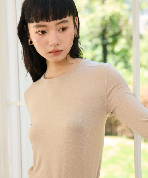 JOCOSA(ジョコサ)の「メリノウール配合 なめらか トップス(Tシャツ/カットソー・レディース・グレー/ダークグレー/ベージュ/ブラウン/ブルー/ホワイト/ブラック・M/L)」の22枚目の写真