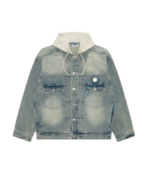 AAPE BY A BATHING APE(エーエイプバイアベイシングエイプ)の「AAPE NOW DENIM JACKET(detachable)(ミリタリージャケット・メンズ・ライトブルー・LARGE/X-LARGE/SMALL/MEDIUM)」の1枚目の写真