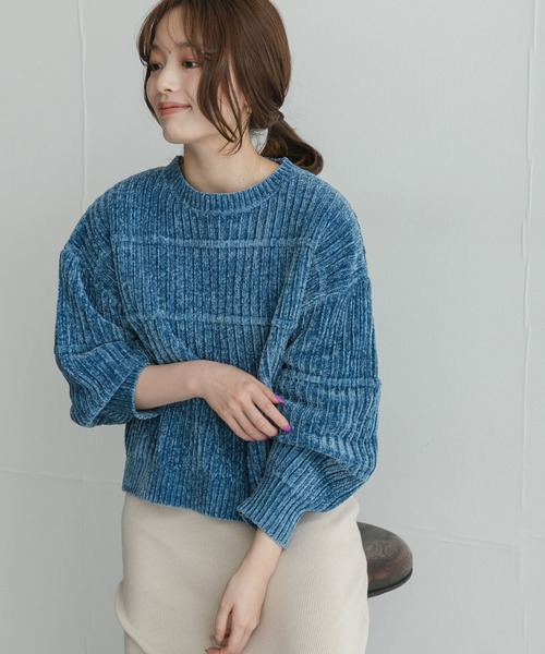 URBAN RESEARCH Sonny Label(アーバンリサーチサニーレーベル)の「モールヤーンクルーネックニットプルオーバー(ニット/セーター・レディース・ブラウン/ベージュ系その他/ブルー/オフホワイト・FREE)」の5枚目の写真