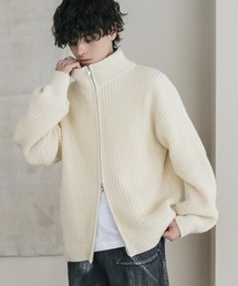 Rocky Monroe（ロッキーモンロー）の「オーバーサイズ畦編みダブルジップ長袖ドライバーズニットセーター（ニット/セーター）」