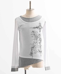 FUGA（フーガ）の「『FUGA/フーガ』アシメレイヤードプリントL/S Tee/ロングスリーブカットソー（Tシャツ/カットソー）」