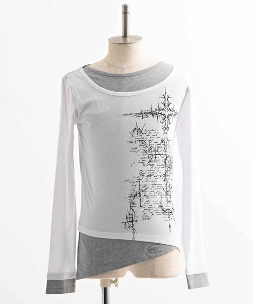 FUGA/フーガ』アシメレイヤードプリントL/S Tee/ロングスリーブ