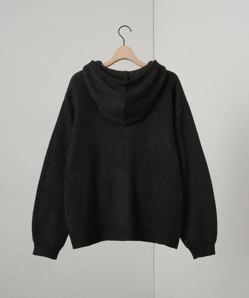 45R　アルルのリブニットフーディコート ダブルジップ　スミクロ　 ユニセックス Alfred Alex】Double Zip Knit Hoodie / ルーズシルエット ダブル