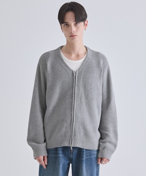 LUENNA(ルエナ)の「【LUENNA】V-Neck Zip Cardigan / Vネックジップカーディガン(カーディガン/ボレロ・メンズ・ブラック/グレー・S/M/L)」の9枚目の写真