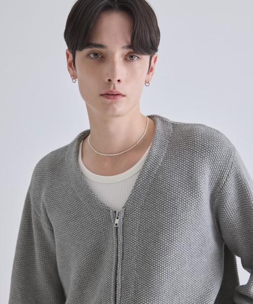 LUENNA(ルエナ)の「【LUENNA】V-Neck Zip Cardigan / Vネックジップカーディガン(カーディガン/ボレロ・メンズ・ブラック/グレー・S/M/L)」の14枚目の写真