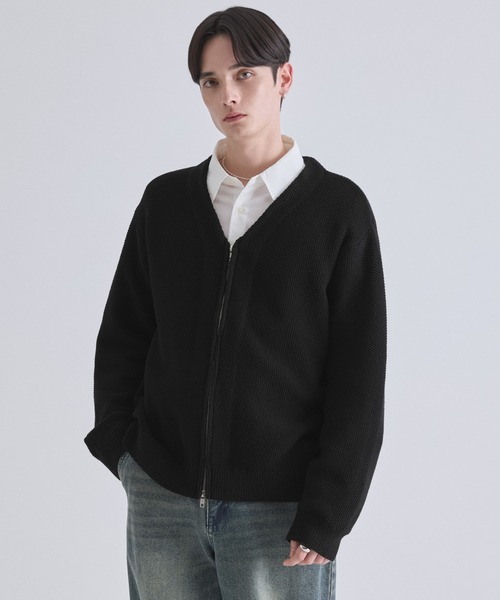 LUENNA(ルエナ)の「【LUENNA】V-Neck Zip Cardigan / Vネックジップカーディガン(カーディガン/ボレロ・メンズ・ブラック/グレー・S/M/L)」の19枚目の写真